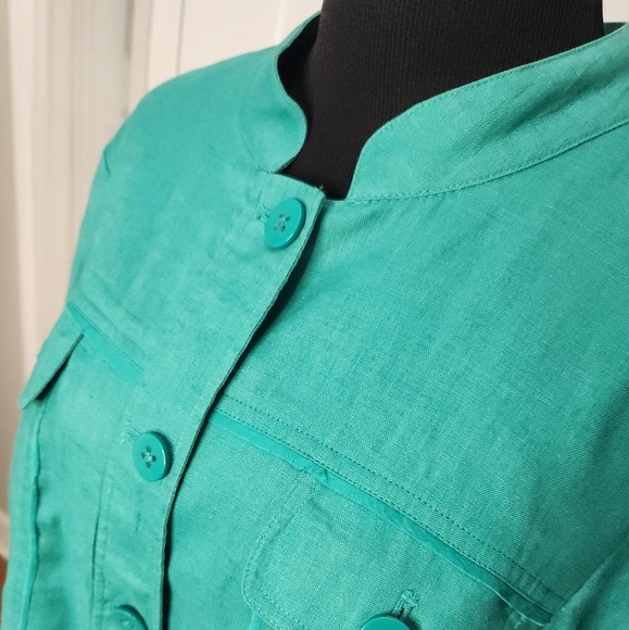 Celebrate Your Spirit 100% Linen Green Jacket Plus Size 18W - Picture 3 of 8